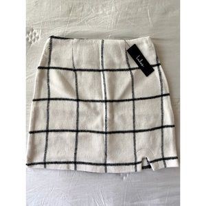 Lulu’s Plaid Black and White Knit Mini Skirt